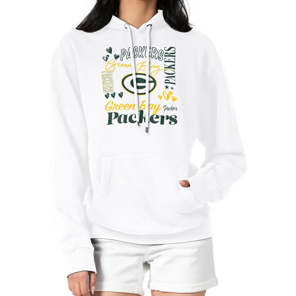 Green Bay Packers G-III 4Her by Carl Banks Women's Collage Graphic Fleece Pullover Hoodie - White outlet