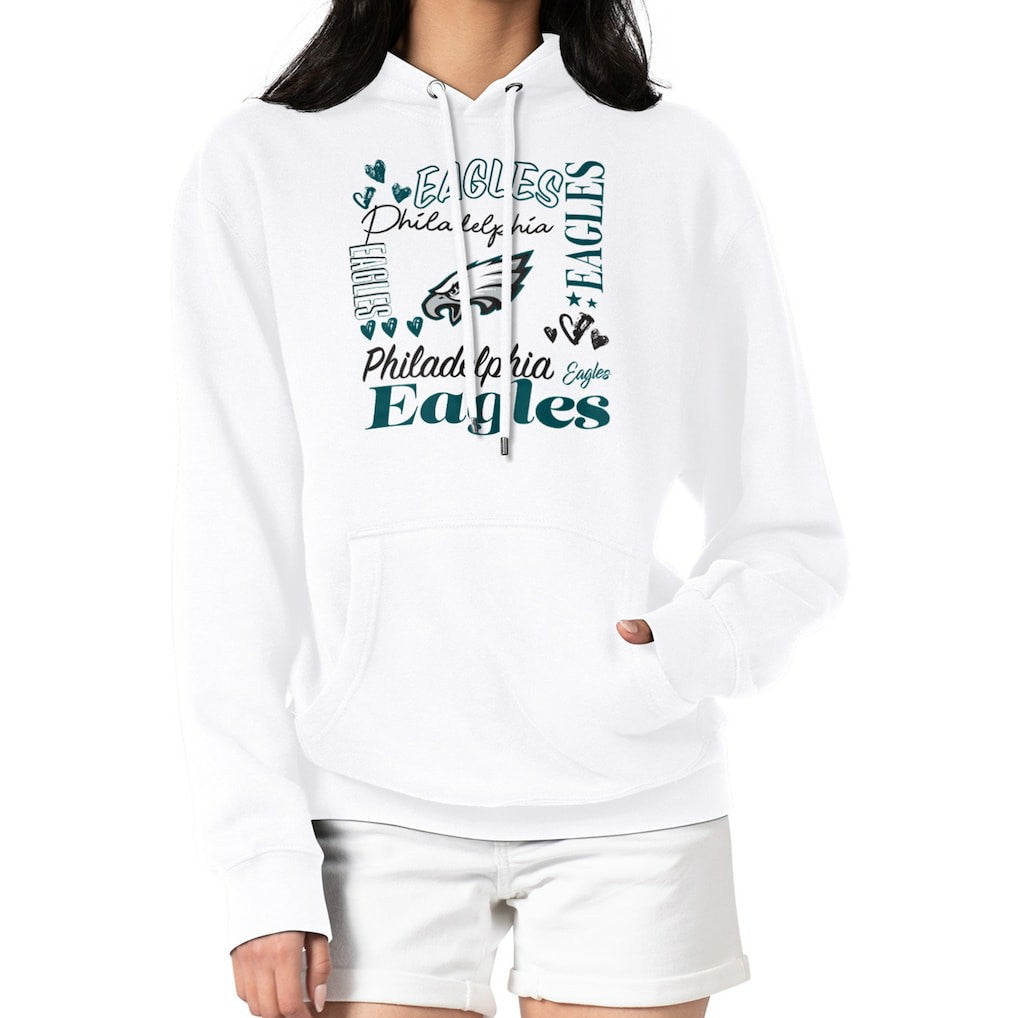 Philadelphia Eagles G-III 4Her by Carl Banks Women's Collage Graphic Fleece Pullover Hoodie - White for sale