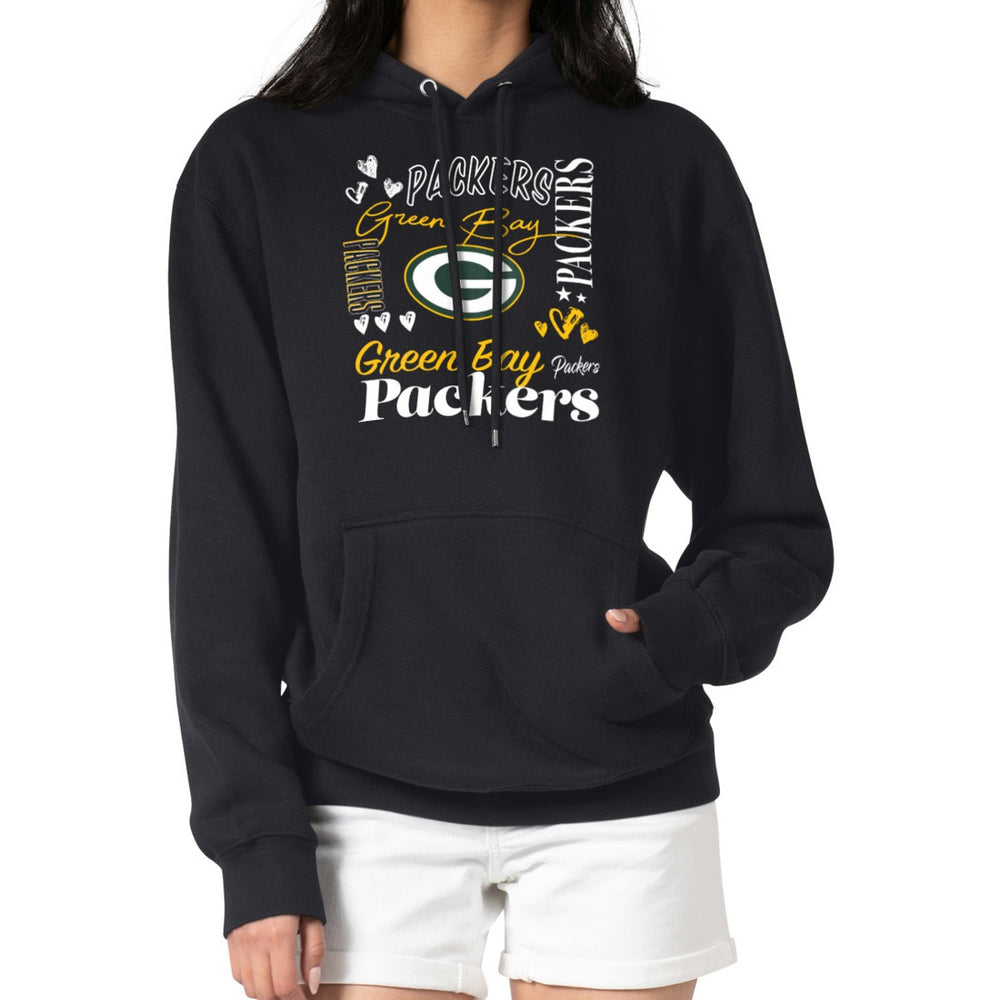 Green Bay Packers G-III 4Her by Carl Banks Women's Collage Graphic Fleece Pullover Hoodie - Black sale