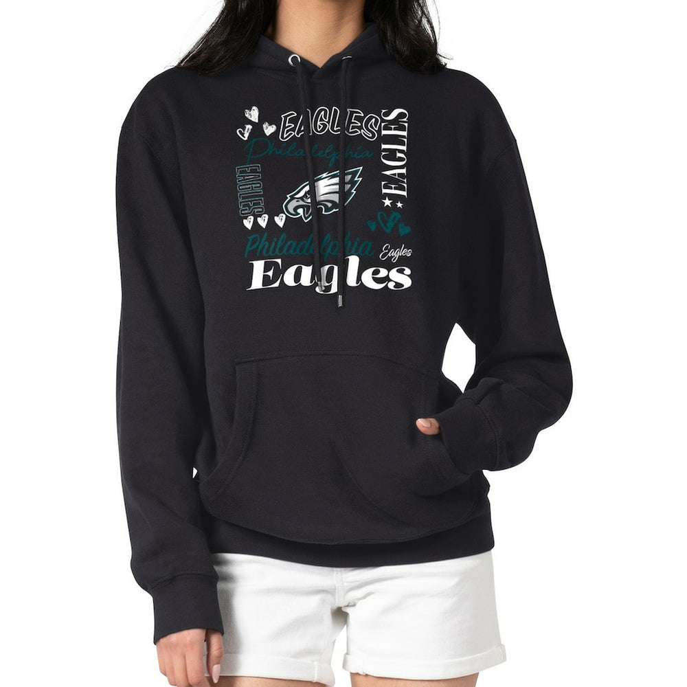 Philadelphia Eagles G-III 4Her by Carl Banks Women's Collage Graphic Fleece Pullover Hoodie - Black outlet