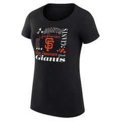 San Francisco Giants G-III 4Her by Carl Banks Women's Super-Slim Fit Lightweight Collage Team Graphic Crew Neck T-Shirt - Black