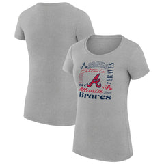 Atlanta Braves G-III 4Her by Carl Banks Women's Super-Slim Fit Lightweight Collage Team Graphic Crew Neck T-Shirt - Heather Gray