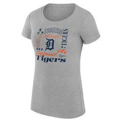 Detroit Tigers G-III 4Her by Carl Banks Women's Super-Slim Fit Lightweight Collage Team Graphic Crew Neck T-Shirt - Heather Gray
