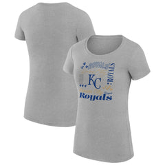 Kansas City Royals G-III 4Her by Carl Banks Women's Super-Slim Fit Lightweight Collage Team Graphic Crew Neck T-Shirt - Heather Gray