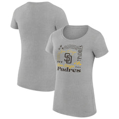 San Diego Padres G-III 4Her by Carl Banks Women's Super-Slim Fit Lightweight Collage Team Graphic Crew Neck T-Shirt - Heather Gray