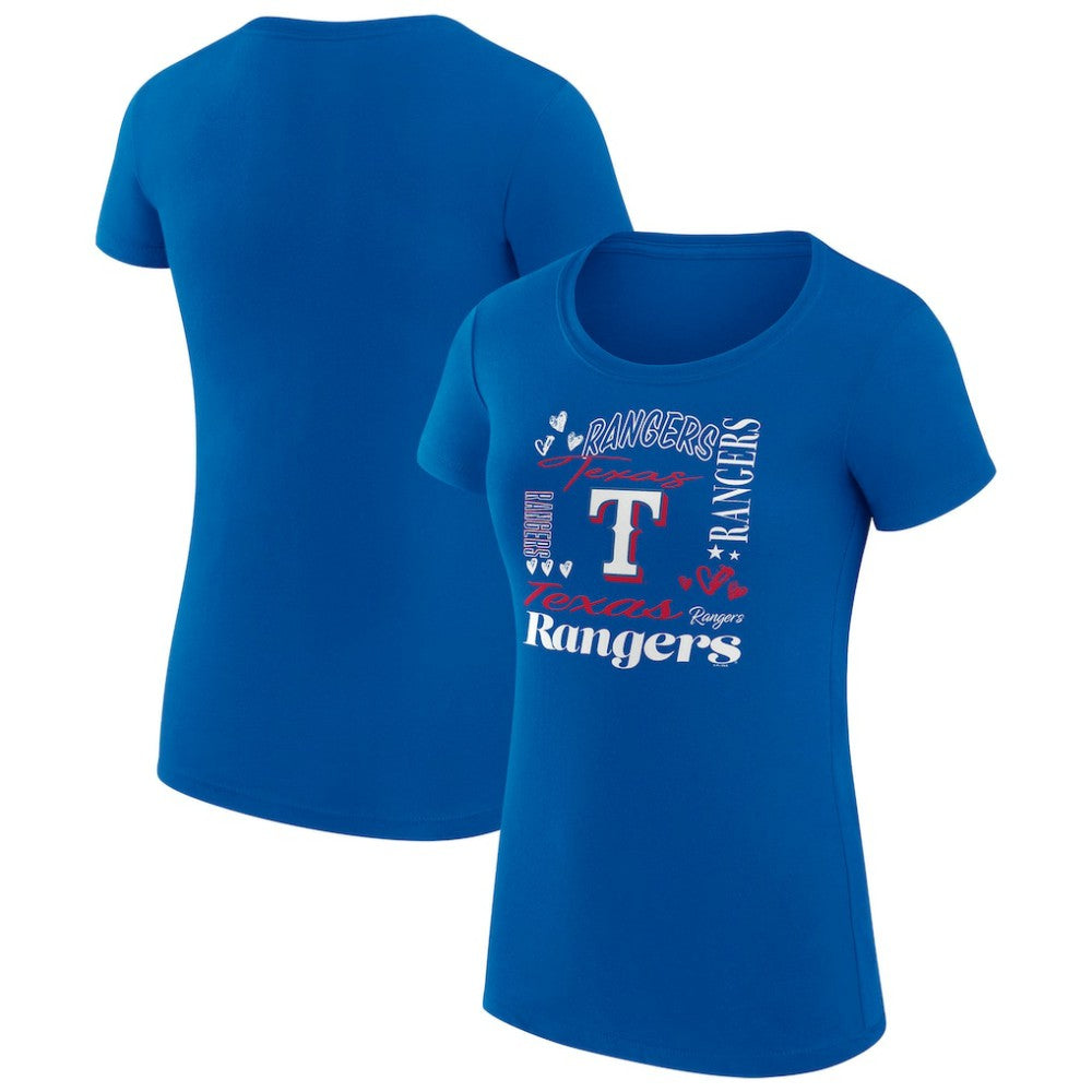 Texas Rangers G-III 4Her by Carl Banks Women's Super-Slim Fit Lightweight Collage Team Graphic Crew Neck T-Shirt - Royal