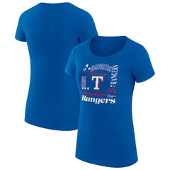 Texas Rangers G-III 4Her by Carl Banks Women's Super-Slim Fit Lightweight Collage Team Graphic Crew Neck T-Shirt - Royal