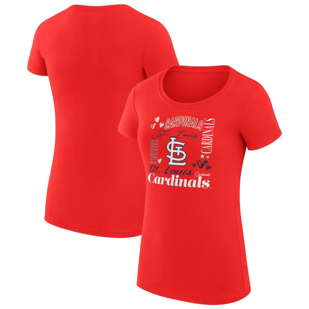 St. Louis Cardinals G-III 4Her by Carl Banks Women's Super-Slim Fit Lightweight Collage Team Graphic Crew Neck T-Shirt - Red