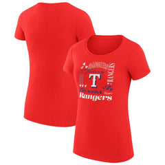 Texas Rangers G-III 4Her by Carl Banks Women's Super-Slim Fit Lightweight Collage Team Graphic Crew Neck T-Shirt - Red