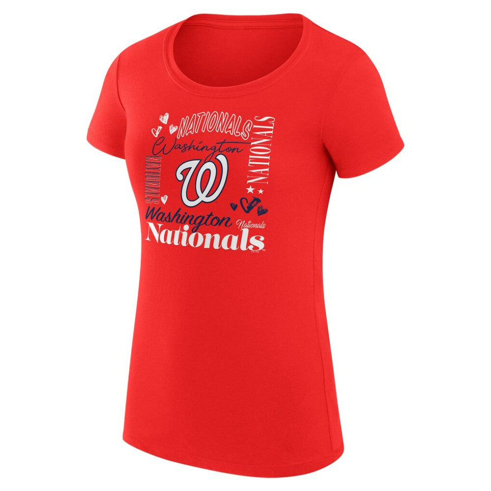 Washington Nationals G-III 4Her by Carl Banks Women's Super-Slim Fit Lightweight Collage Team Graphic Crew Neck T-Shirt - Red