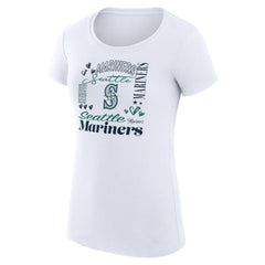 Seattle Mariners G-III 4Her by Carl Banks Women's Super-Slim Fit Lightweight Collage Team Graphic Crew Neck T-Shirt - White