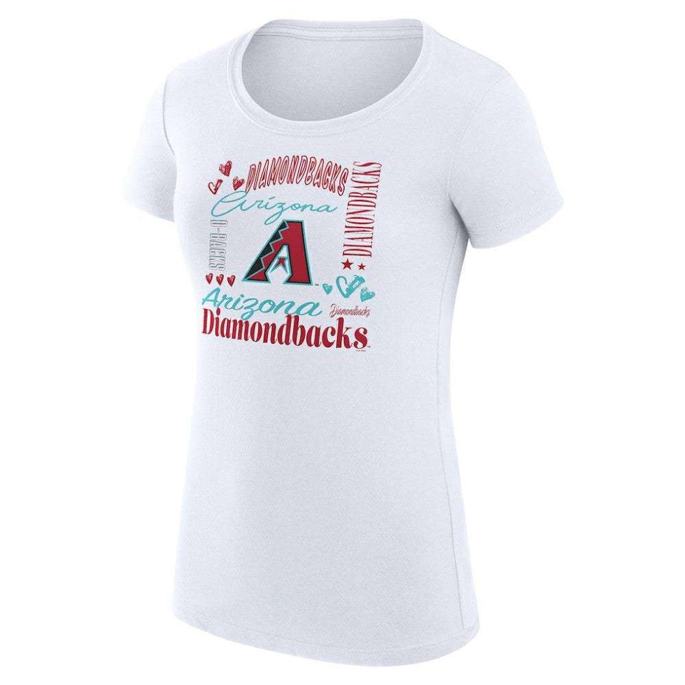 Arizona Diamondbacks G-III 4Her by Carl Banks Women's Super-Slim Fit Lightweight Collage Team Graphic Crew Neck T-Shirt - White