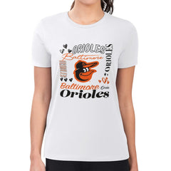Baltimore Orioles G-III 4Her by Carl Banks Women's Super-Slim Fit Lightweight Collage Team Graphic Crew Neck T-Shirt - White