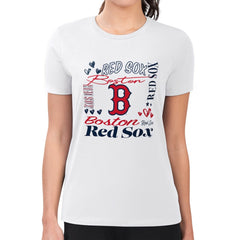 Boston Red Sox G-III 4Her by Carl Banks Women's Super-Slim Fit Lightweight Collage Team Graphic Crew Neck T-Shirt - White