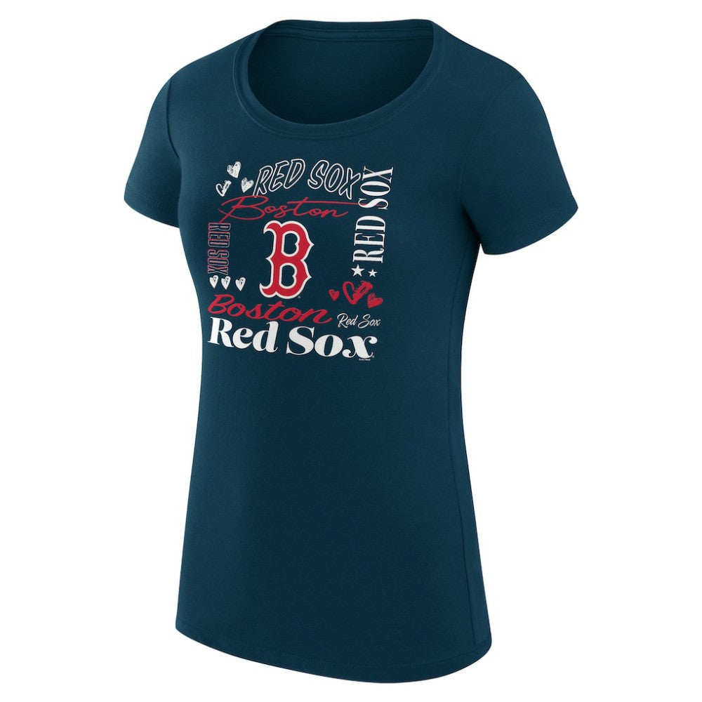 Boston Red Sox G-III 4Her by Carl Banks Women's Super-Slim Fit Lightweight Collage Team Graphic Crew Neck T-Shirt - Navy