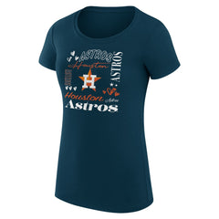 Houston Astros G-III 4Her by Carl Banks Women's Super-Slim Fit Lightweight Collage Team Graphic Crew Neck T-Shirt - Navy