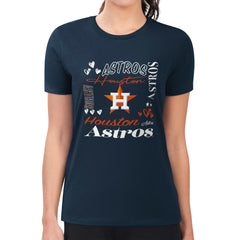 Houston Astros G-III 4Her by Carl Banks Women's Super-Slim Fit Lightweight Collage Team Graphic Crew Neck T-Shirt - Navy