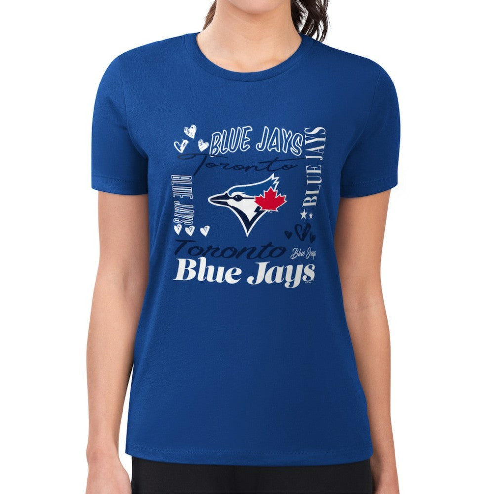 Toronto Blue Jays G-III 4Her by Carl Banks Women's Super-Slim Fit Lightweight Collage Team Graphic Crew Neck T-Shirt - Royal