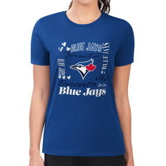 Toronto Blue Jays G-III 4Her by Carl Banks Women's Super-Slim Fit Lightweight Collage Team Graphic Crew Neck T-Shirt - Royal