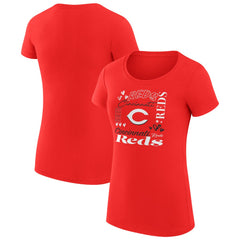 Cincinnati Reds G-III 4Her by Carl Banks Women's Super-Slim Fit Lightweight Collage Team Graphic Crew Neck T-Shirt - Red