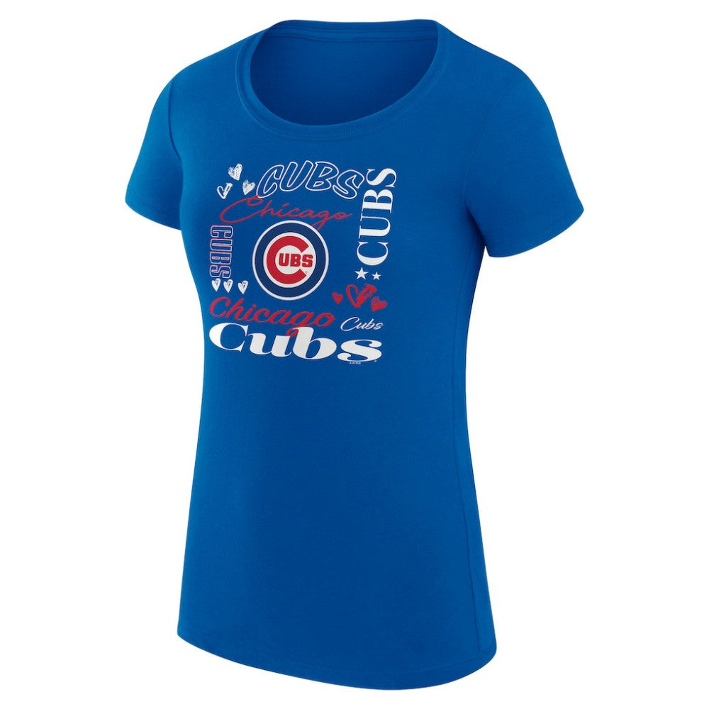 Chicago Cubs G-III 4Her by Carl Banks Women's Super-Slim Fit Lightweight Collage Team Graphic Crew Neck T-Shirt - Royal