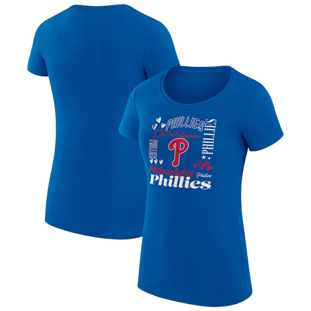 Philadelphia Phillies G-III 4Her by Carl Banks Women's Super-Slim Fit Lightweight Collage Team Graphic Crew Neck T-Shirt - Royal