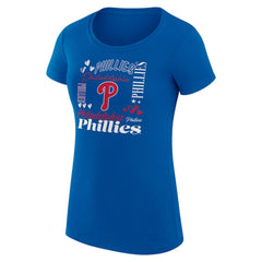 Philadelphia Phillies G-III 4Her by Carl Banks Women's Super-Slim Fit Lightweight Collage Team Graphic Crew Neck T-Shirt - Royal
