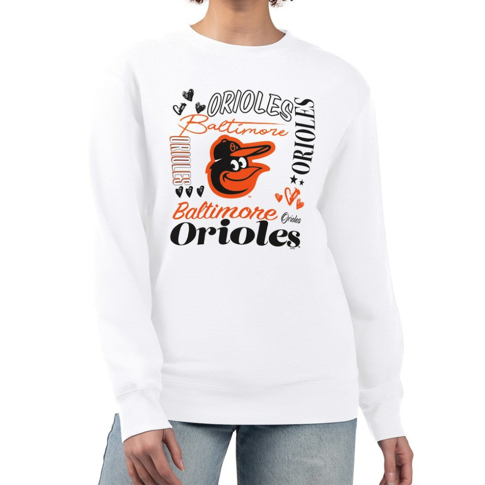 Baltimore Orioles G-III 4Her by Carl Banks Women's Collage Team Graphic Fleece Pullover Hoodie - White