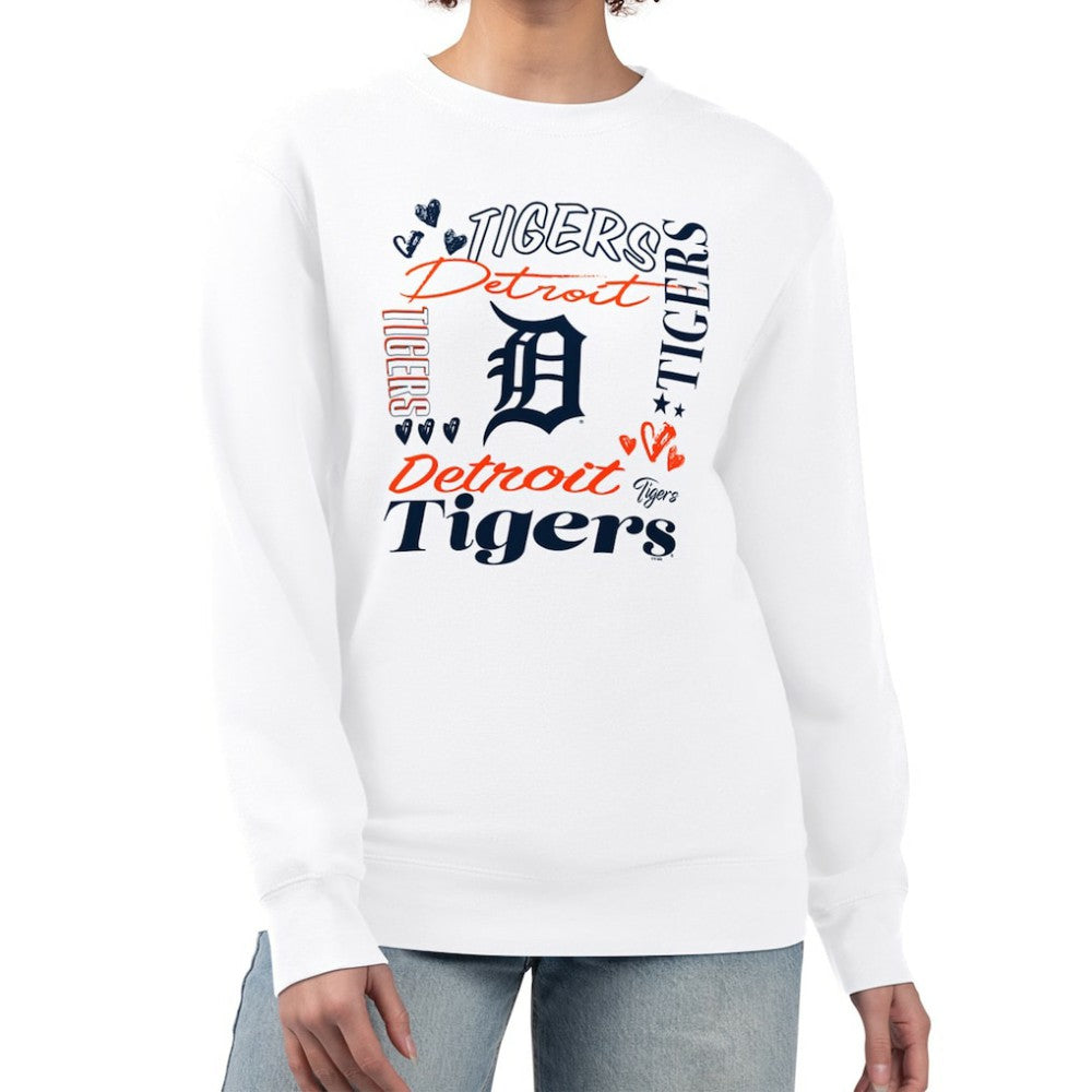 Detroit Tigers G-III 4Her by Carl Banks Women's Collage Team Graphic Fleece Pullover Hoodie - White