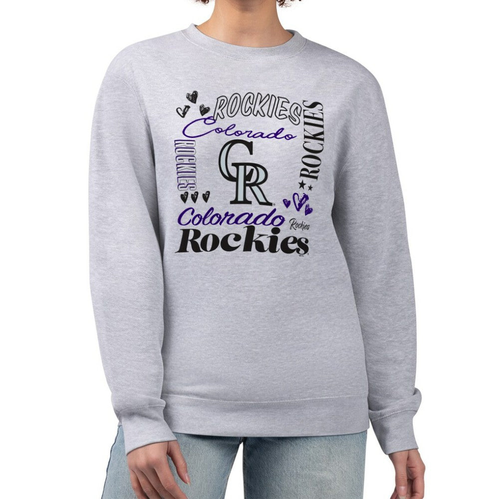 Colorado Rockies G-III 4Her by Carl Banks Women's Collage Team Graphic Fleece Pullover Hoodie - Heather Gray