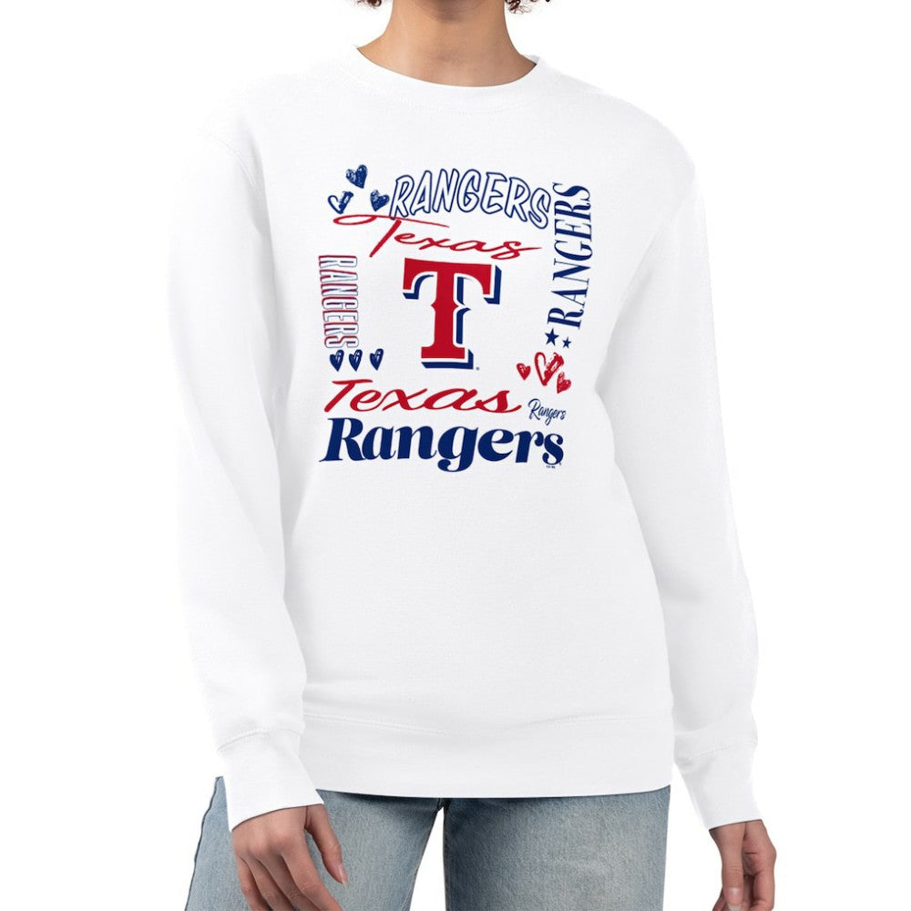 Texas Rangers G-III 4Her by Carl Banks Women's Collage Team Graphic Fleece Pullover Hoodie - White