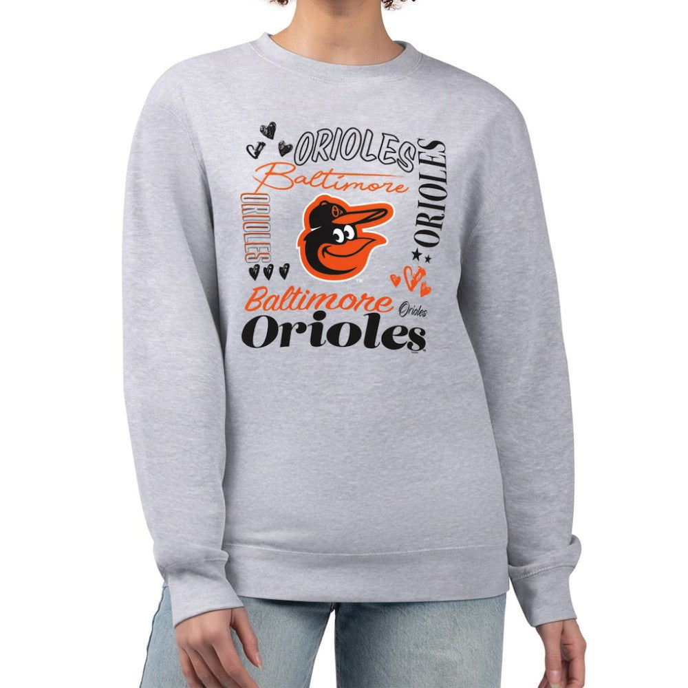 Baltimore Orioles G-III 4Her by Carl Banks Women's Collage Team Graphic Fleece Pullover Hoodie - Heather Gray