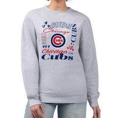 Chicago Cubs G-III 4Her by Carl Banks Women's Collage Team Graphic Fleece Pullover Hoodie - Heather Gray