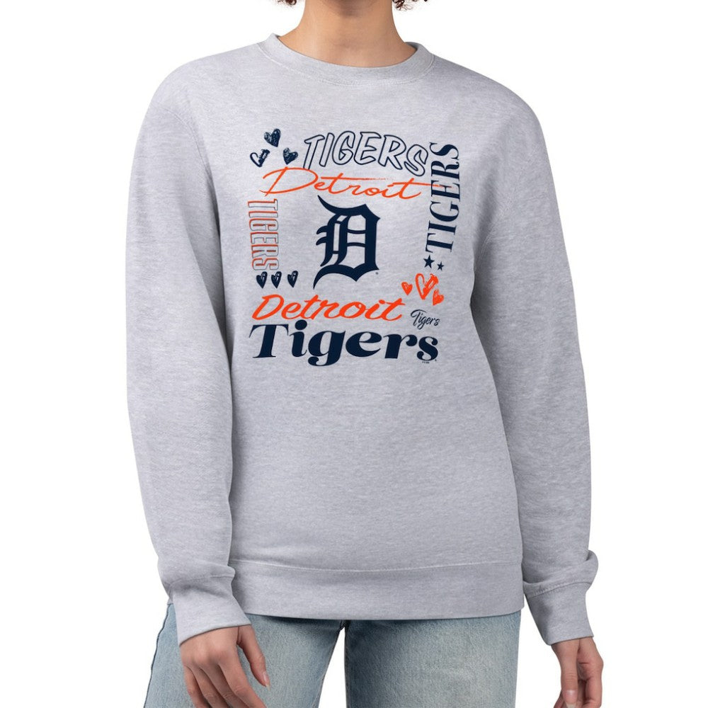 Detroit Tigers G-III 4Her by Carl Banks Women's Collage Team Graphic Fleece Pullover Hoodie - Heather Gray