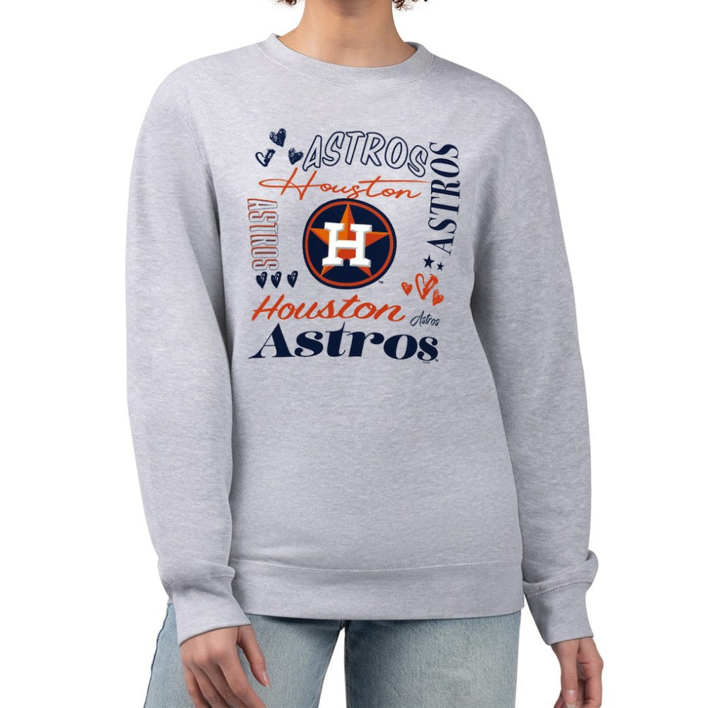 Houston Astros G-III 4Her by Carl Banks Women's Collage Team Graphic Fleece Pullover Hoodie - Heather Gray