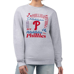 Philadelphia Phillies G-III 4Her by Carl Banks Women's Collage Team Graphic Fleece Pullover Hoodie - Heather Gray