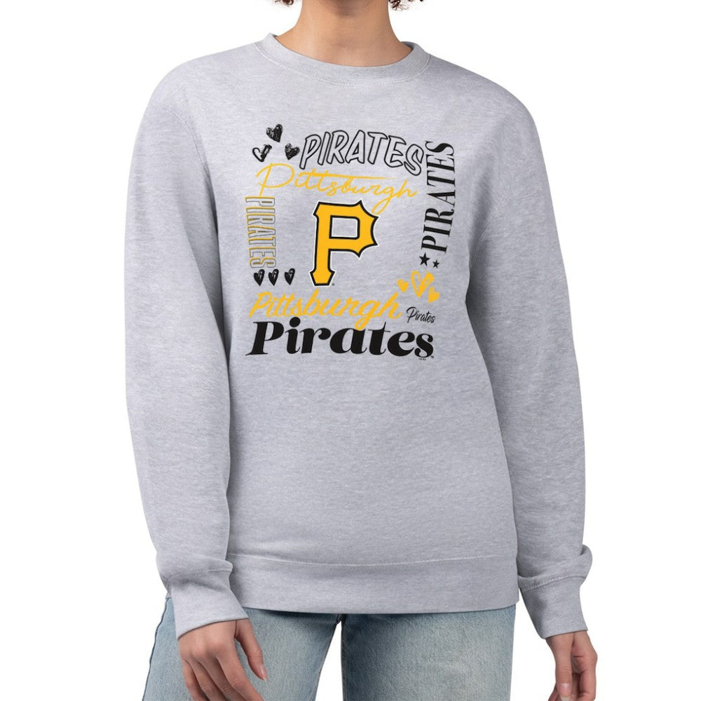 Pittsburgh Pirates G-III 4Her by Carl Banks Women's Collage Team Graphic Fleece Pullover Hoodie - Heather Gray