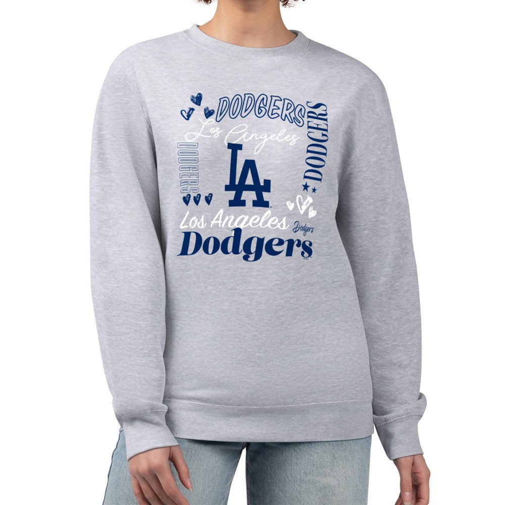 Los Angeles Dodgers G-III 4Her by Carl Banks Women's Collage Team Graphic Fleece Pullover Hoodie - Heather Gray