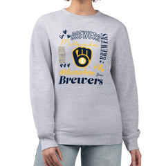 Milwaukee Brewers G-III 4Her by Carl Banks Women's Collage Team Graphic Fleece Pullover Hoodie - Heather Gray