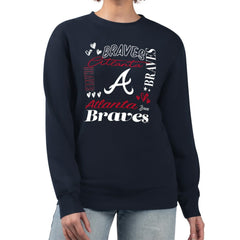 Atlanta Braves G-III 4Her by Carl Banks Women's Collage Team Graphic Fleece Pullover Hoodie - Navy