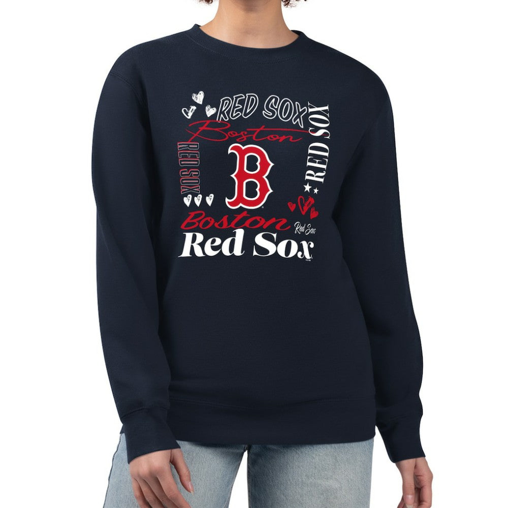 Boston Red Sox G-III 4Her by Carl Banks Women's Collage Team Graphic Fleece Pullover Hoodie - Navy