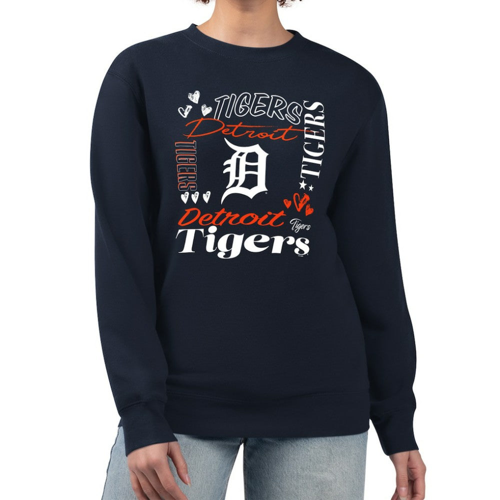 Detroit Tigers G-III 4Her by Carl Banks Women's Collage Team Graphic Fleece Pullover Hoodie - Navy