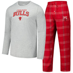 Chicago Bulls Concepts Sport Petition Long Sleeve Top and Plaid Pant Set - Red for sale