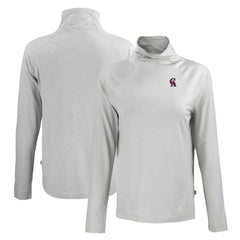 California Angels Cutter & Buck Women's Cooperstown Collection Coastline Epic Comfort Eco Recycled Funnel Neck Raglan Pullover Top - Gray