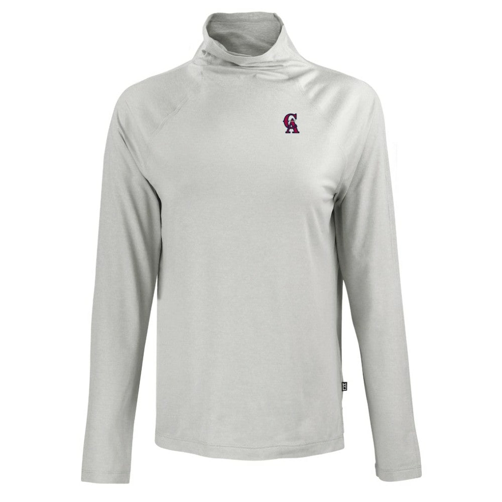 California Angels Cutter & Buck Women's Cooperstown Collection Coastline Epic Comfort Eco Recycled Funnel Neck Raglan Pullover Top - Gray