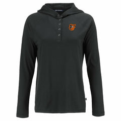 Baltimore Orioles Cutter & Buck Women's  Coastline Epic Comfort Eco Recycled Hoodie Raglan Long Sleeve T-Shirt - Black