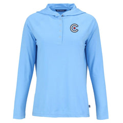 Chicago Cubs Cutter & Buck Women's City Connect Coastline Epic Comfort Eco Recycled Hoodie Raglan Long Sleeve T-Shirt - Powder Blue