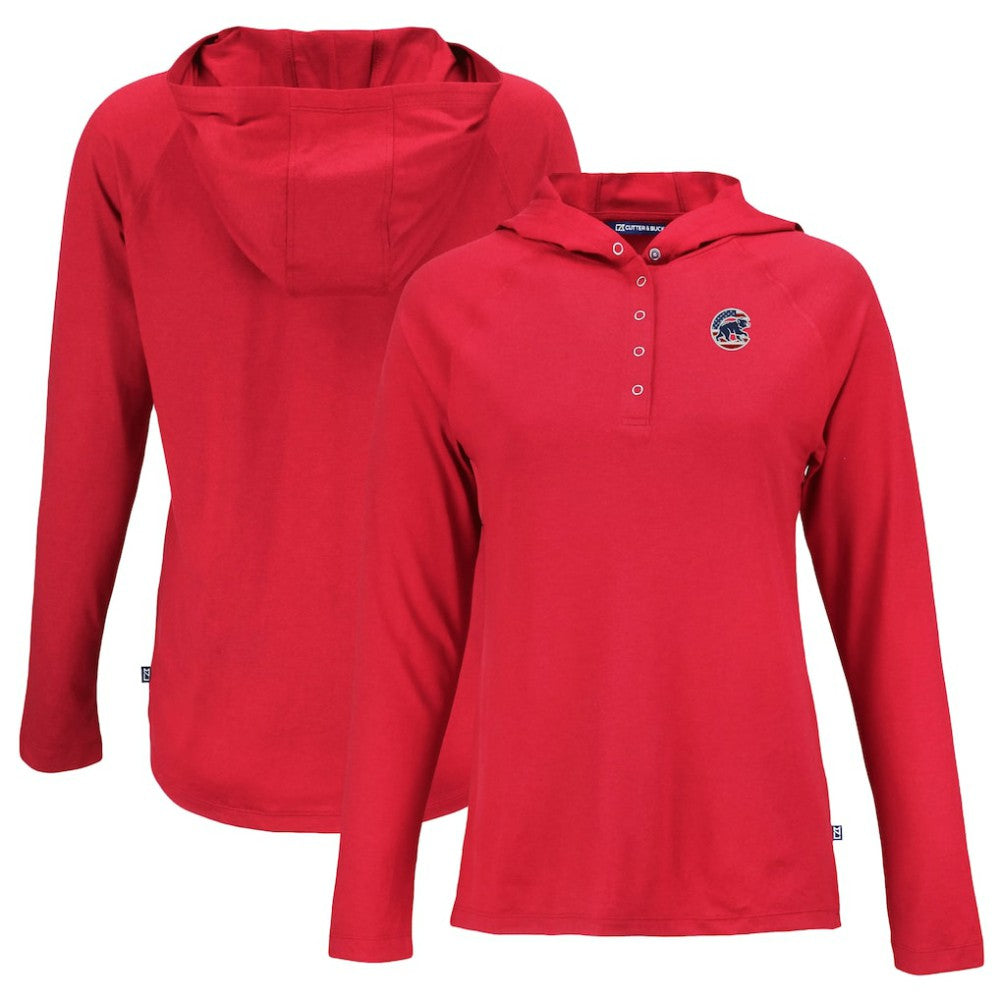 Chicago Cubs Cutter & Buck Women's Stars And Stripes Coastline Epic Comfort Eco Recycled Hoodie Raglan Long Sleeve T-Shirt - Red