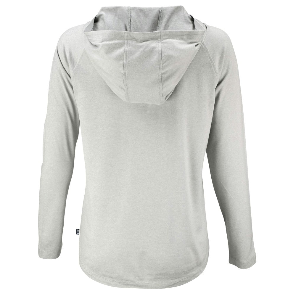 Cincinnati Reds Cutter & Buck Women's Cooperstown Collection Coastline Epic Comfort Eco Recycled Hoodie Raglan Long Sleeve T-Shirt - Gray