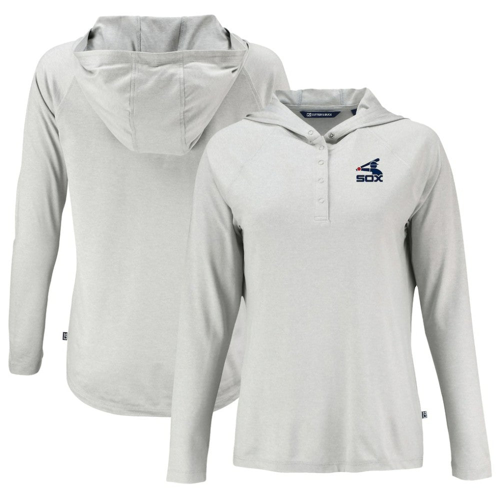 Chicago White Sox Cutter & Buck Women's Cooperstown Collection Coastline Epic Comfort Eco Recycled Hoodie Raglan Long Sleeve T-Shirt - Gray